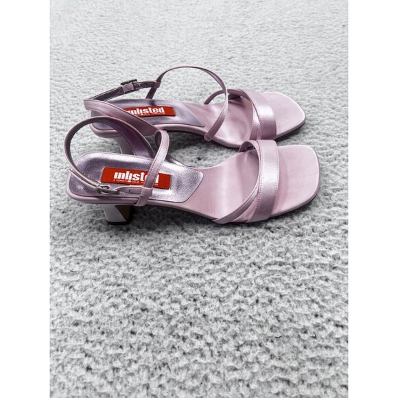 Women's Unlisted Kenneth Cole Soft Pink Open Toe Strappy Block Heels Size 7.5 - Picture 4 of 8